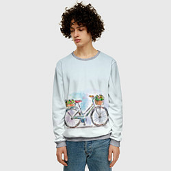Свитшот мужской Акварельный велосипед, цвет: 3D-меланж — фото 2