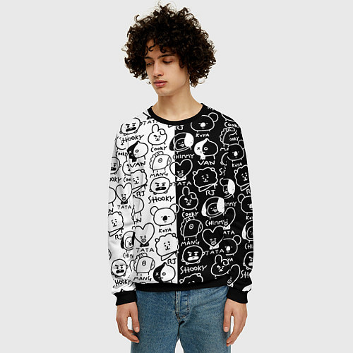 Мужской свитшот BTS BT21 / 3D-Черный – фото 3