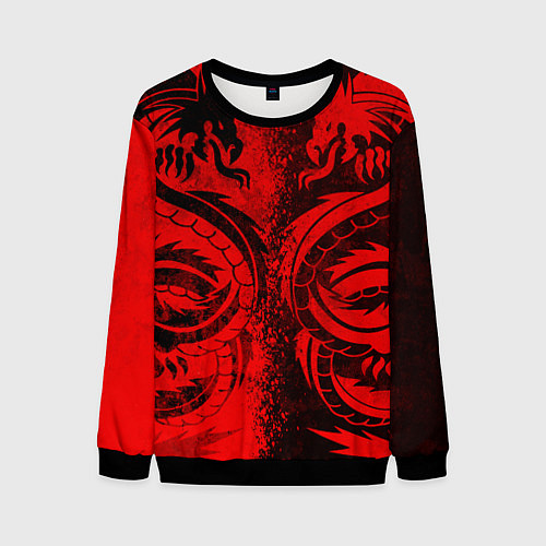 Мужской свитшот BLACK RED DRAGONS TATOO / 3D-Черный – фото 1