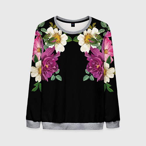 Мужской свитшот Цветы / 3D-Меланж – фото 1