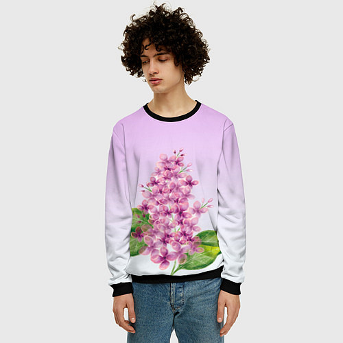 Мужской свитшот Акварельная сирень / 3D-Черный – фото 3