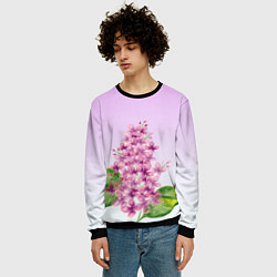 Свитшот мужской Акварельная сирень, цвет: 3D-черный — фото 2