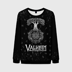 Свитшот мужской Valheim Руны Иггдрасиль, цвет: 3D-черный