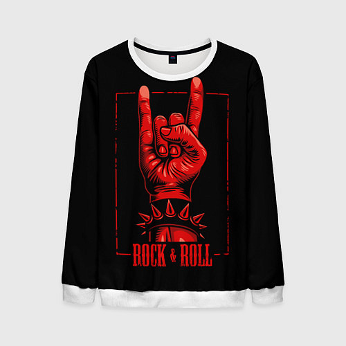 Мужской свитшот Rock & Roll / 3D-Белый – фото 1