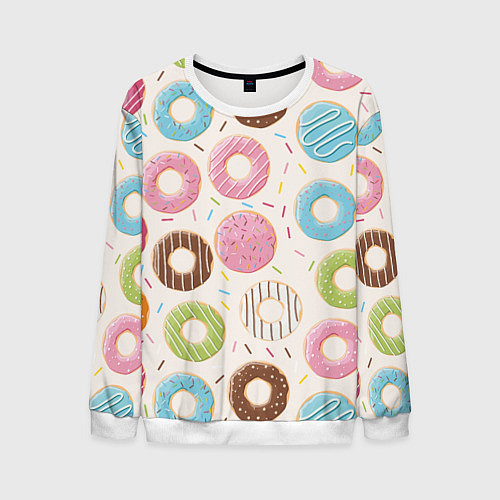 Мужской свитшот Пончики Donuts / 3D-Белый – фото 1