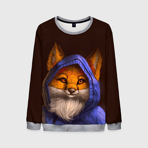 Мужской свитшот Лисенок в капюшоне / 3D-Меланж – фото 1