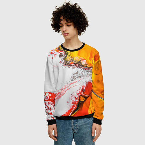 Мужской свитшот Рисунок желтой краской / 3D-Черный – фото 3