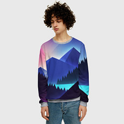 Свитшот мужской Неоновые горы, цвет: 3D-меланж — фото 2