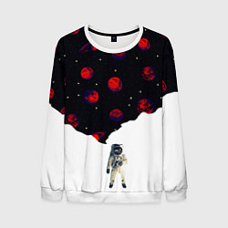 Свитшот мужской Мысли космонавта про космос, цвет: 3D-белый