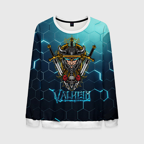 Мужской свитшот Valheim Neon Samurai / 3D-Белый – фото 1