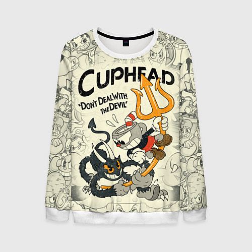 Мужской свитшот Cuphead and Devil / 3D-Белый – фото 1