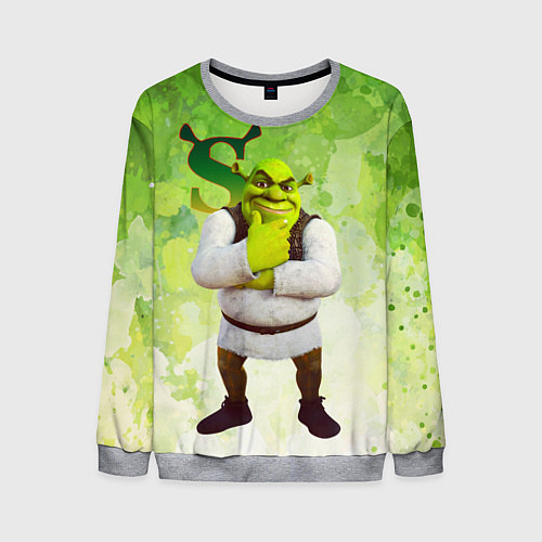 Мужской свитшот Задумчивый Шрек / 3D-Меланж – фото 1
