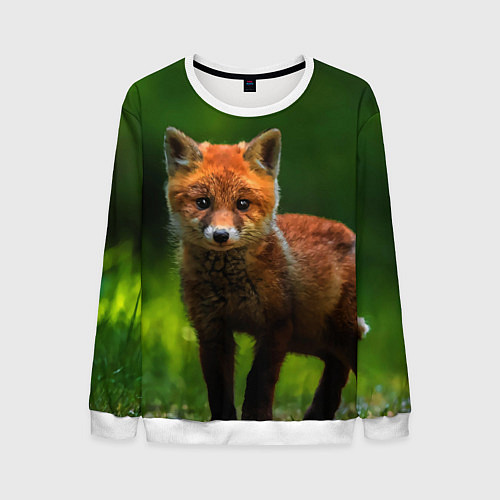 Мужской свитшот Маленький лисенок / 3D-Белый – фото 1