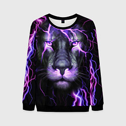 Свитшот мужской НЕОНОВЫЙ ЛЕВ NEON LION, цвет: 3D-черный