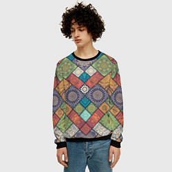 Свитшот мужской ЛОСКУТНАЯ ВЫШИВКА, цвет: 3D-черный — фото 2