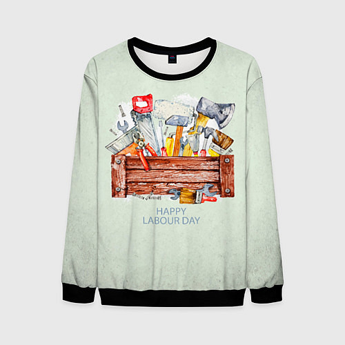 Мужской свитшот Happy Labour day / 3D-Черный – фото 1