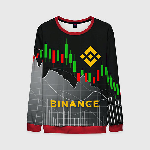 Мужской свитшот BINANCE БИНАНС ГРАФИК / 3D-Красный – фото 1