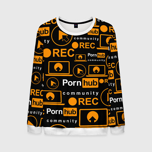 Мужской свитшот PORNHUB ПОРНХАБ УЗОР / 3D-Белый – фото 1