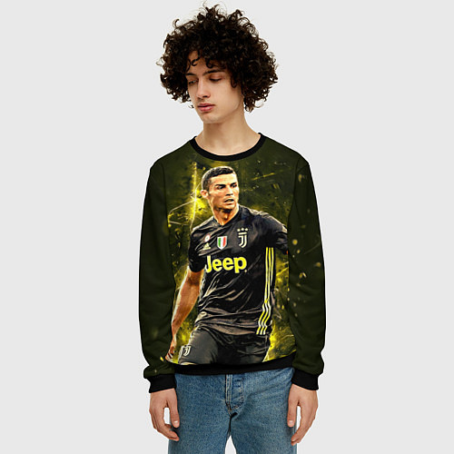 Мужской свитшот Cristiano Ronaldo Juventus / 3D-Черный – фото 3