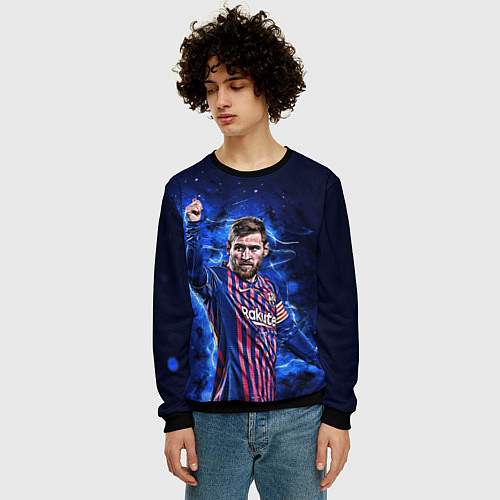 Мужской свитшот Lionel Messi Barcelona 10 / 3D-Черный – фото 3