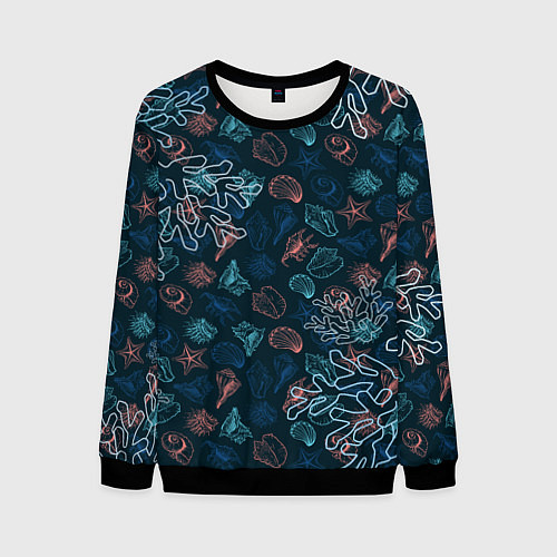 Мужской свитшот Ракушки / 3D-Черный – фото 1
