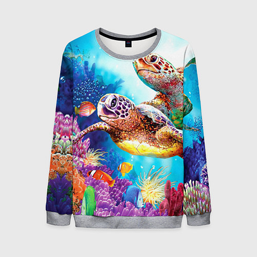 Мужской свитшот Морские черепахи / 3D-Меланж – фото 1