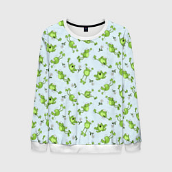 Свитшот мужской Веселые лягушки, цвет: 3D-белый