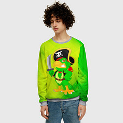 Свитшот мужской Попугай пират, цвет: 3D-меланж — фото 2