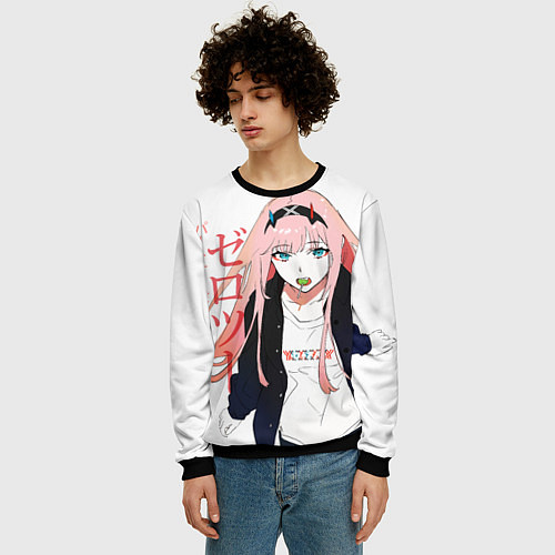 Мужской свитшот Zero Two, Darling in the Franx / 3D-Черный – фото 3
