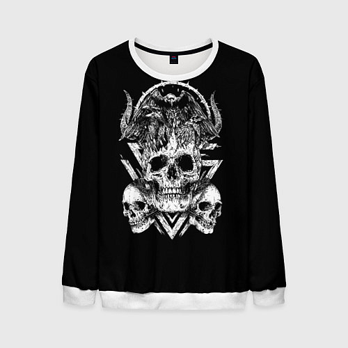Мужской свитшот Черепа и Вороны Skulls Raven / 3D-Белый – фото 1