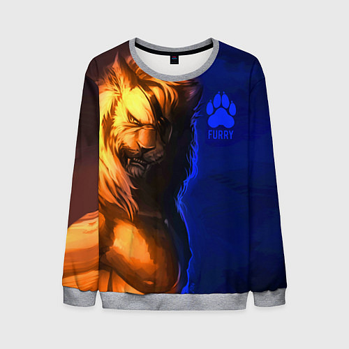 Мужской свитшот Furry lion / 3D-Меланж – фото 1