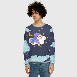 Свитшот мужской Сонный ленивец, цвет: 3D-меланж — фото 2