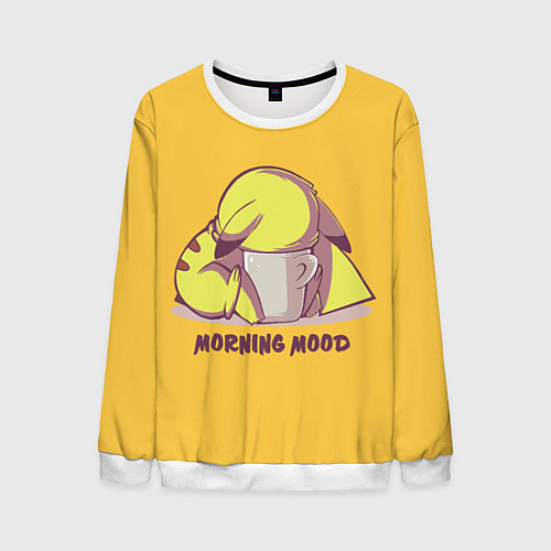 Мужской свитшот Pikachu morning mood / 3D-Белый – фото 1