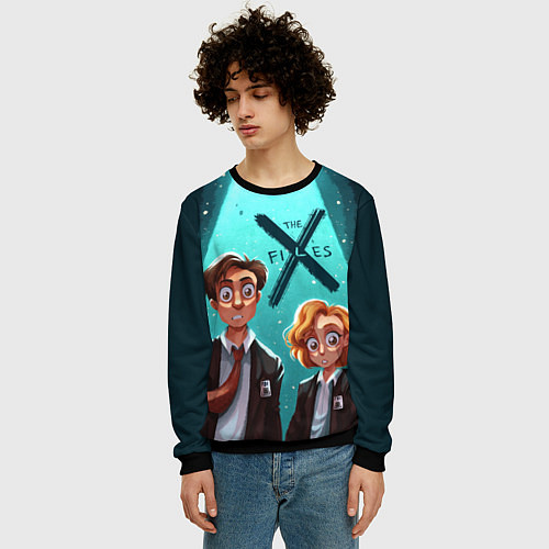 Мужской свитшот Fox Mulder and Dana Scully / 3D-Черный – фото 3