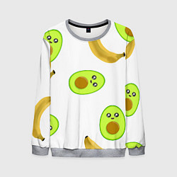 Свитшот мужской Банан и Авокадо, цвет: 3D-меланж