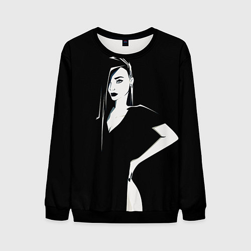 Мужской свитшот Арт с девушкой / 3D-Черный – фото 1