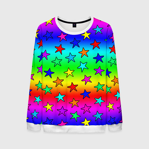Мужской свитшот Радужные звезды / 3D-Белый – фото 1