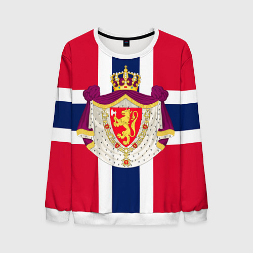 Мужской свитшот Норвегия Флаг и герб Норвегии / 3D-Белый – фото 1