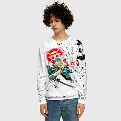 Свитшот мужской Ророноа Зоро пират Соломенной Шляпы, цвет: 3D-белый — фото 2