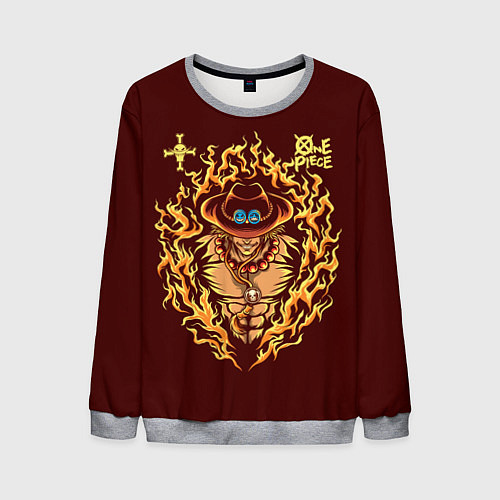 Мужской свитшот One Piece Портгас Д Эйс в огне / 3D-Меланж – фото 1