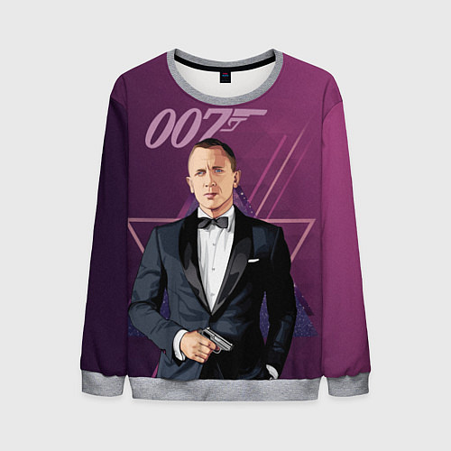 Мужской свитшот Агент 007 Джеймс Бонд / 3D-Меланж – фото 1