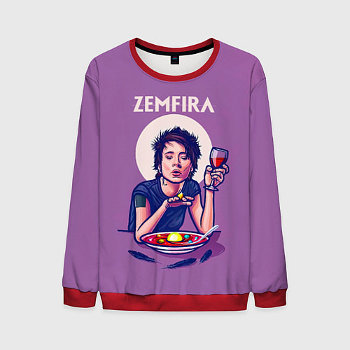 Мужской свитшот ZEMFIRA арт ужин / 3D-Красный – фото 1