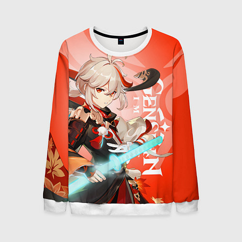 Мужской свитшот Genshin Impact, Кадзуха / 3D-Белый – фото 1