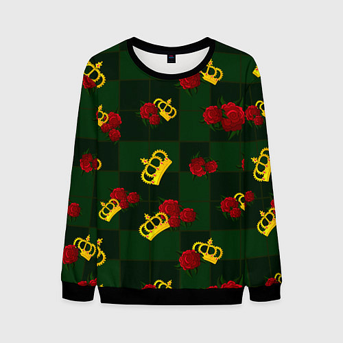Мужской свитшот Короны и розы / 3D-Черный – фото 1