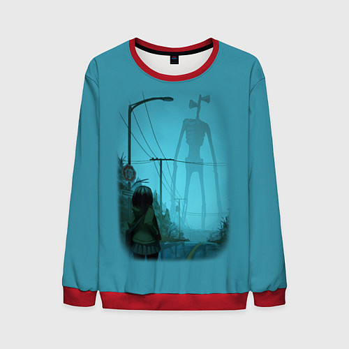 Мужской свитшот СИРЕНОГОЛОВЫЙ И ДЕВОЧКА / 3D-Красный – фото 1