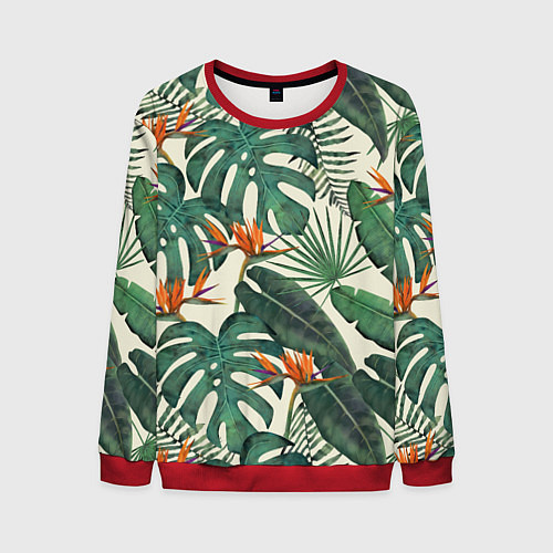 Мужской свитшот Тропический паттерн / 3D-Красный – фото 1