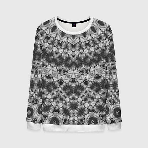 Мужской свитшот Черно белый круглый узор / 3D-Белый – фото 1