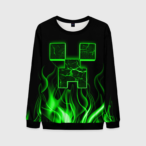 Мужской свитшот MINECRAFT TEXTURE FIRE / 3D-Черный – фото 1