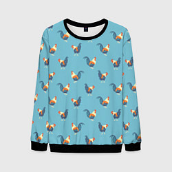 Свитшот мужской Петушки паттерн, цвет: 3D-черный