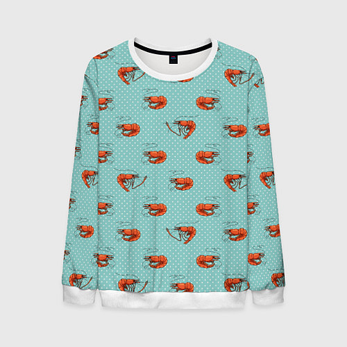 Мужской свитшот Креветки паттерн / 3D-Белый – фото 1